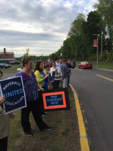 Members at HHS standing out for a new contract on Friday mornings.