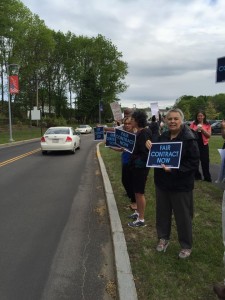 Members at HHS standing out for a new contract on Friday mornings.